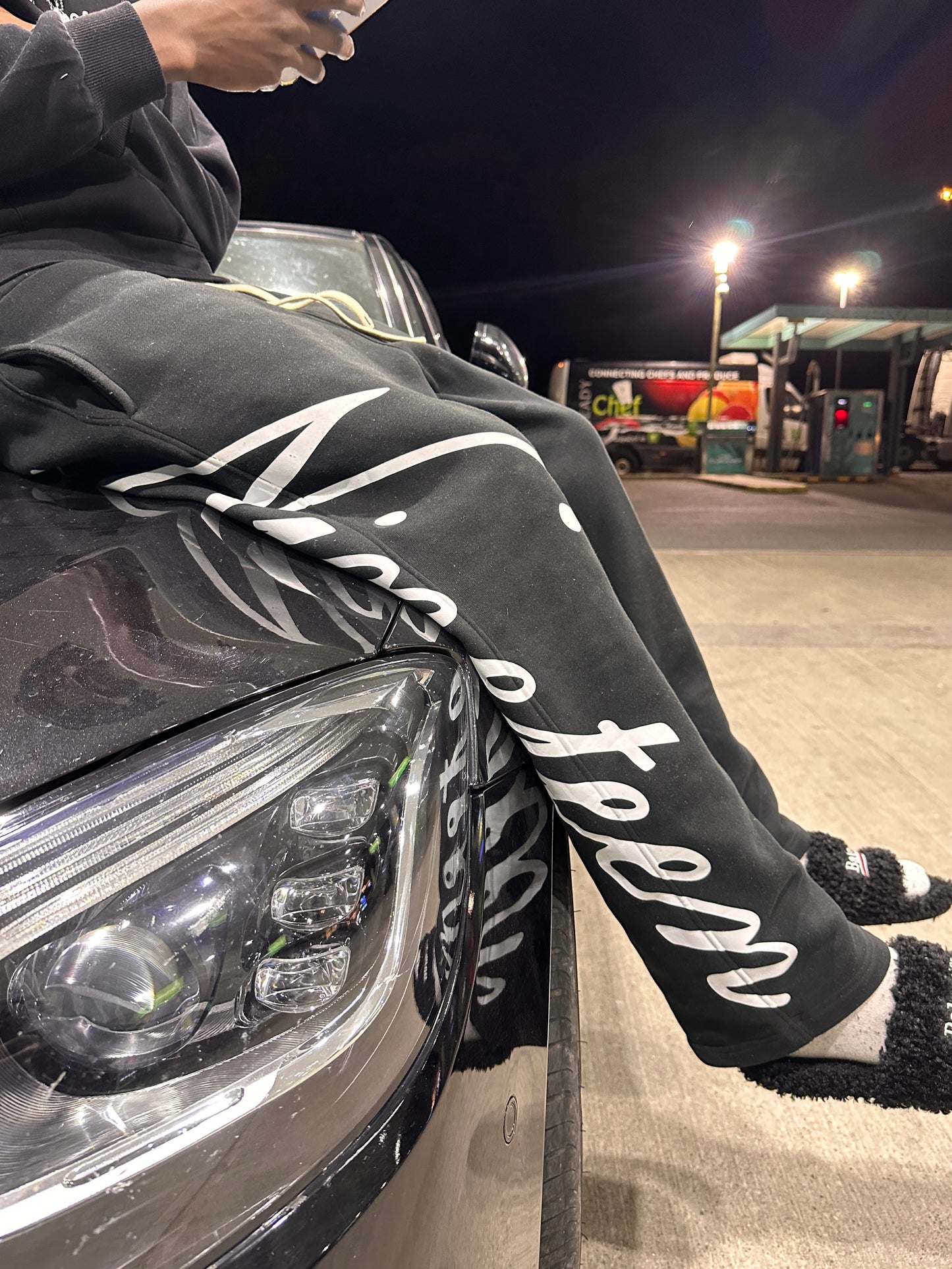 "Nineteen" Side Print Cursive Sweatpants