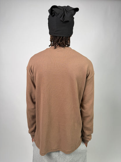 "Nineteen" Cursive Brown Thermal Longsleeve