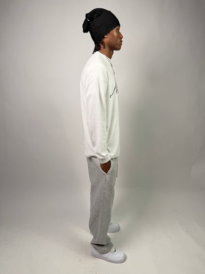 "Nineteen" Cursive White Thermal Longsleeve
