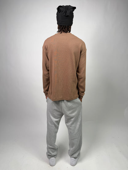 "Nineteen" Cursive Brown Thermal Longsleeve